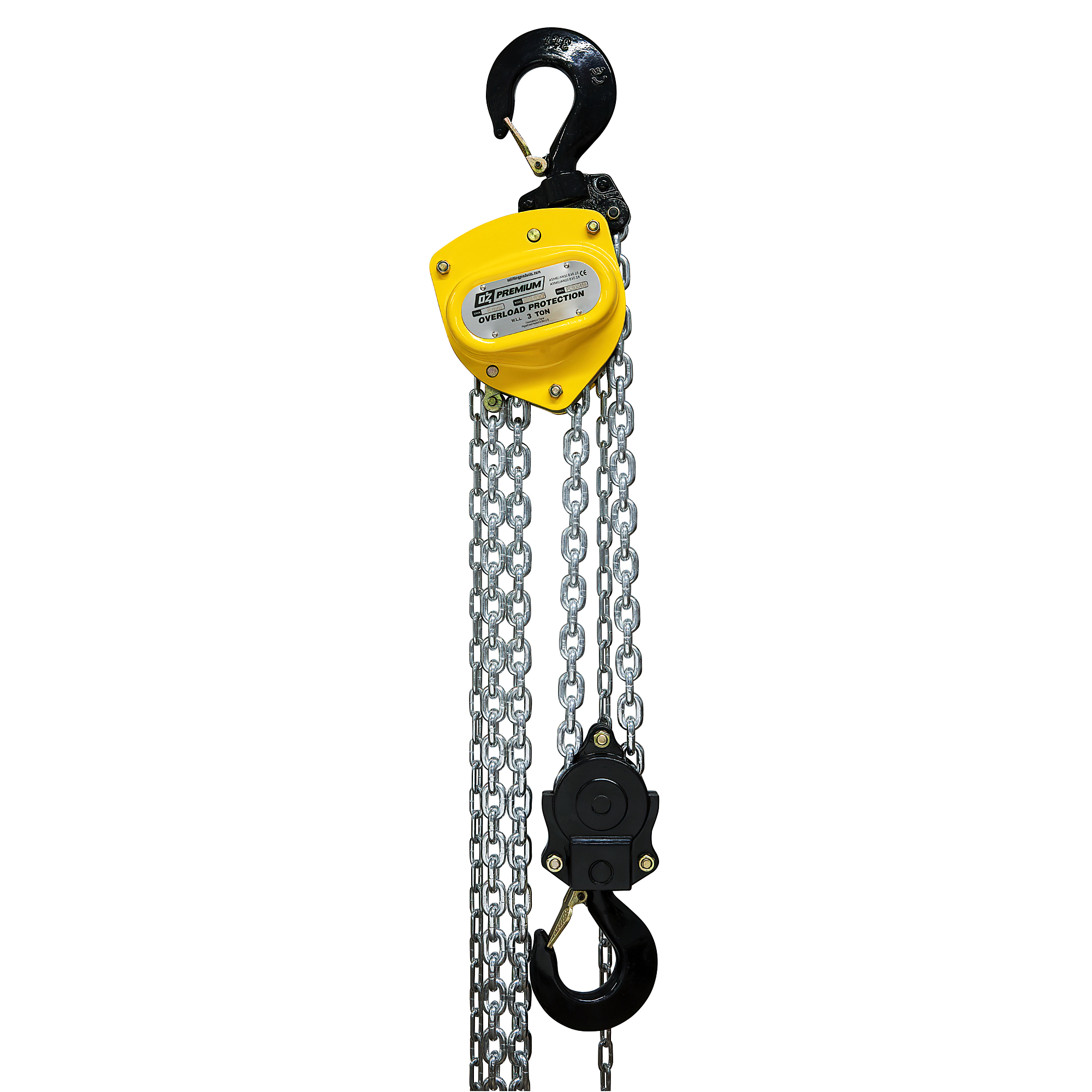 OZ Lifting Products, Premium Manual Chain Hoist, 3 Ton 50 ft lift with overload protection, Model # OZ030-50CHOP